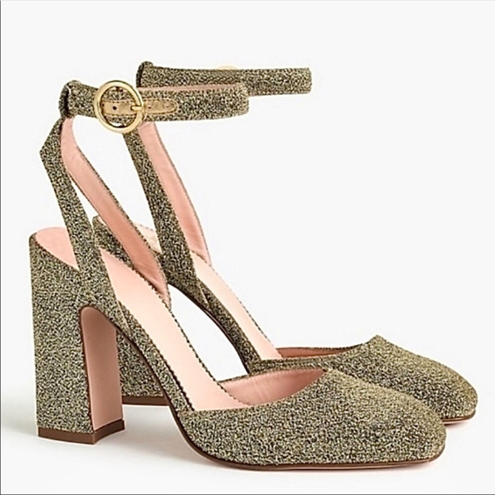 J. Crew Gold Glitter Heels